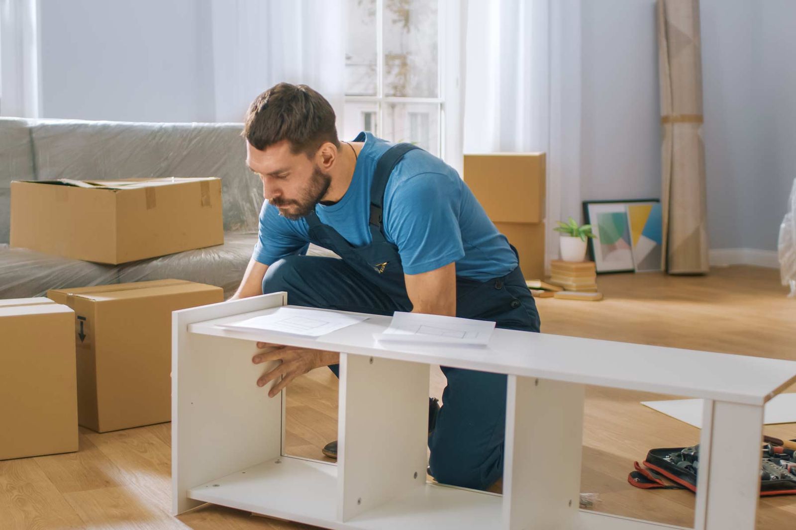 Home 1 Handyman van loaded with flat-pack furniture